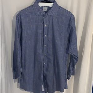 Brooks Brothers Blue Plaid Button Down SZ 16.5